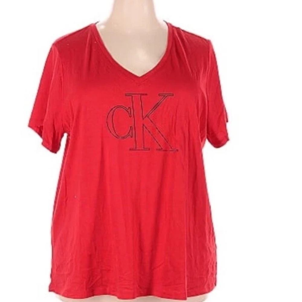 Calvin Klein Red Short Sleeve Relaxed T-Shirt 1X